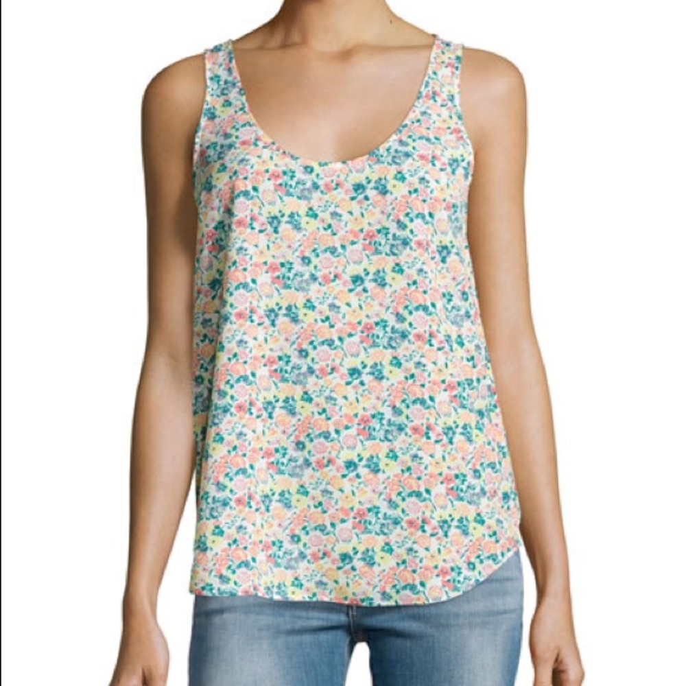 French Connection Scoop Neck Floral Tank Sz 8